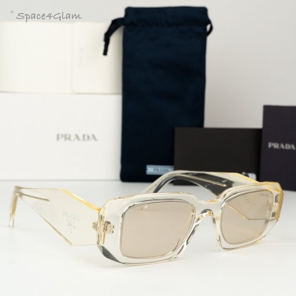 BRAND NEW Prada PR17WS 19X30N Clear Champagne Platino Mirror Unisex Sunglasses - Picture 4 of 9
